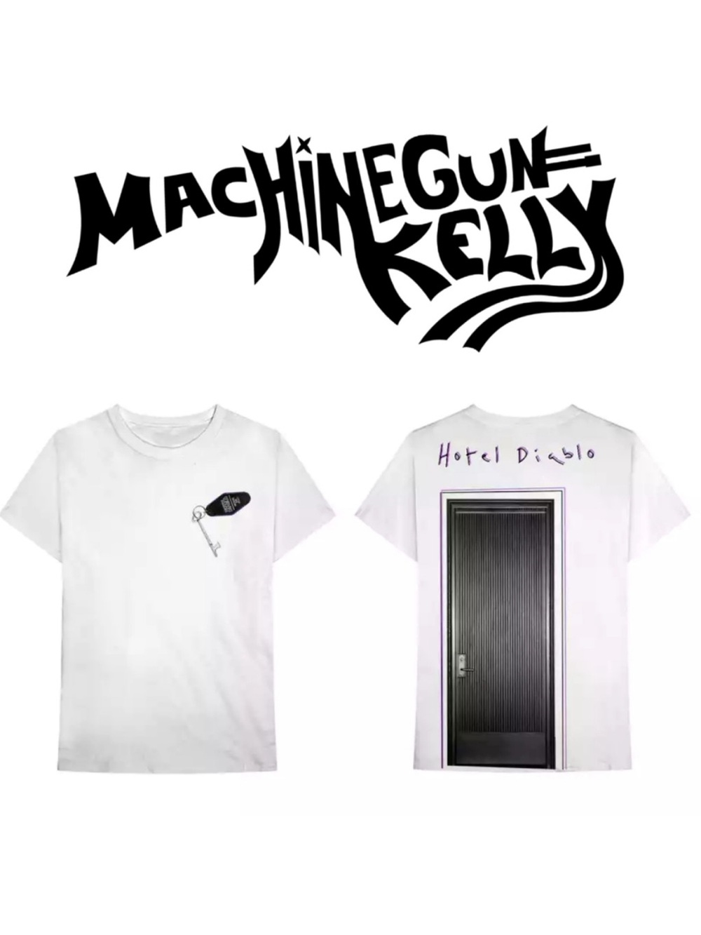 Machine Gun Kelly MGK Hotel Diablo White Short Sleeve Graphic tee